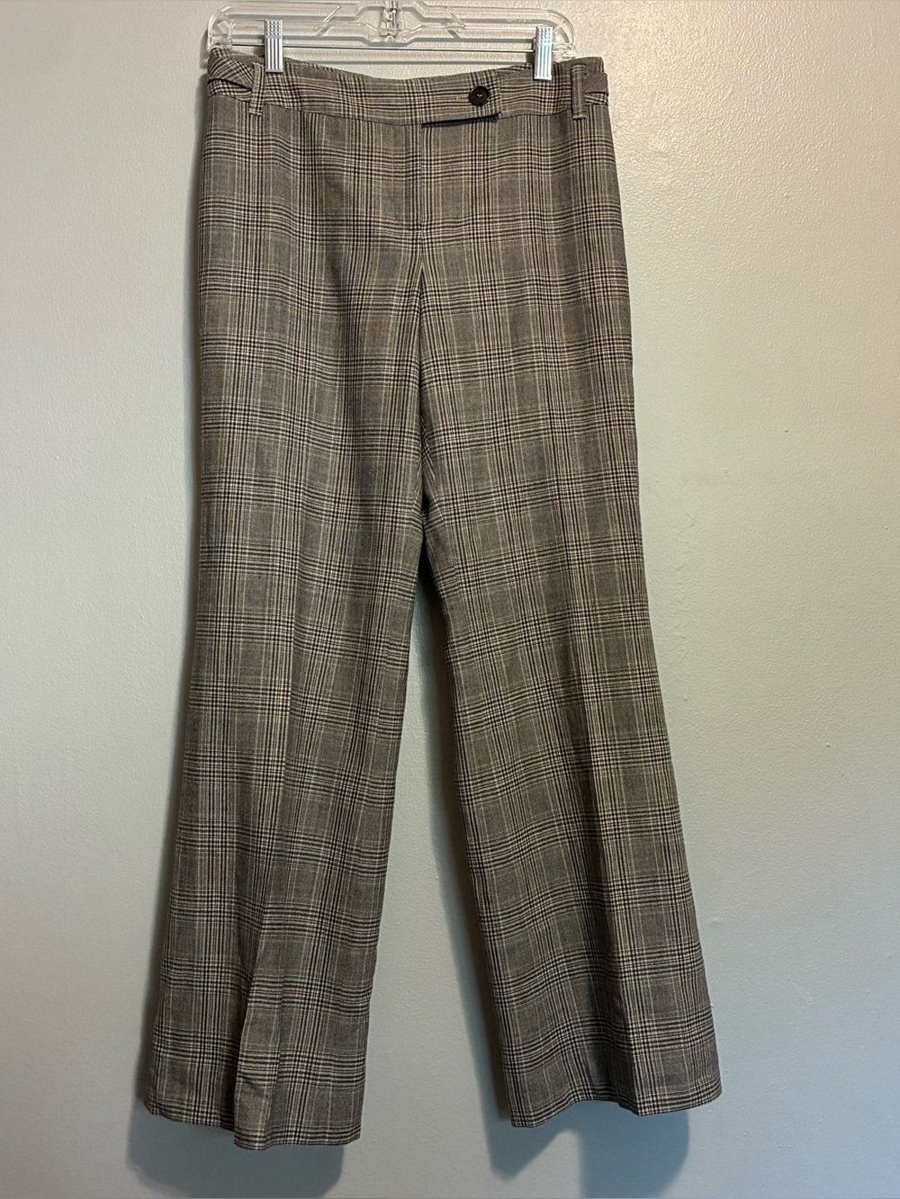 Ann Taylor Size 8 Wool Blend Plaid Trouser Pants Career Chic Wide Leg Office